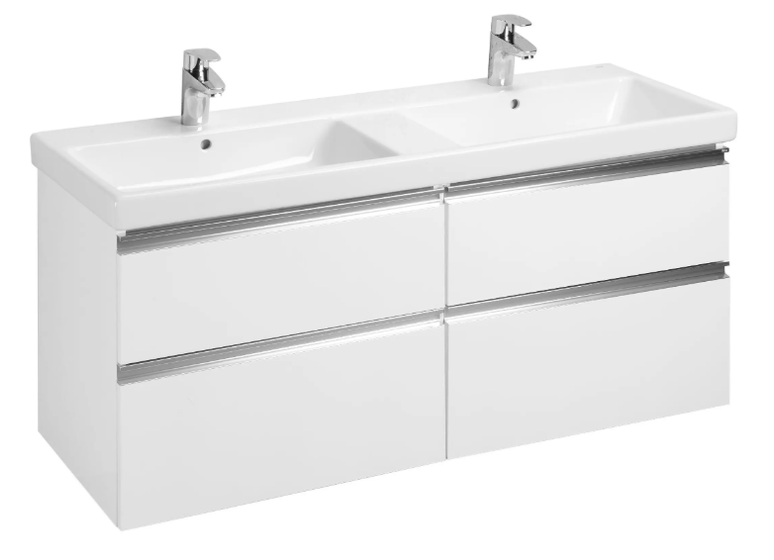 Тумба с двойной раковиной Roca The Gap 120,5х46 см,белый глянец (ZRU9307637+A3270YS000)