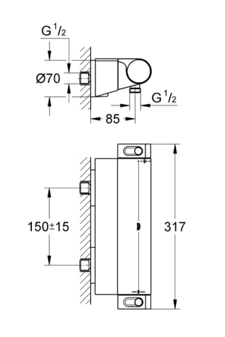 34469001 Grohe Grohetherm 2000 NEW Термостат для душа с полочкой