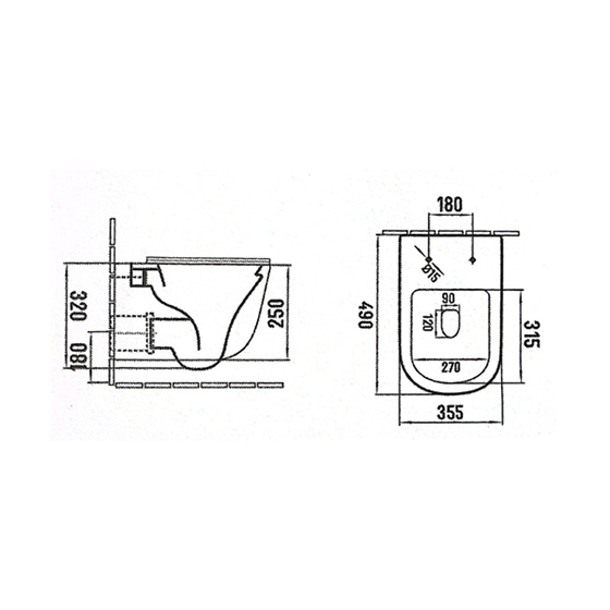 Унитаз SC361B  подвесной (490х355х320), микролифт,черный. Уценка сиденья!