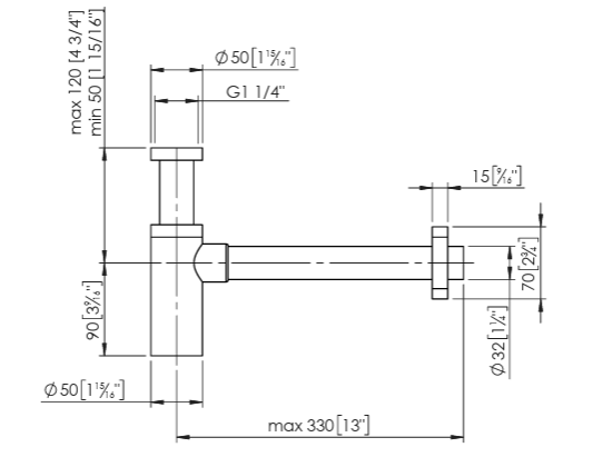 Донный клапан с сифоном(100278933+100278932 ) черный