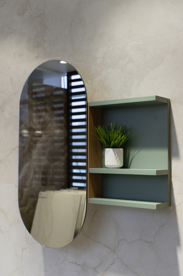 Комплект мебели Novello Bloom 80 см, тумба с раковиной, пенал, зеркало с боковой полкой, oliva opaco