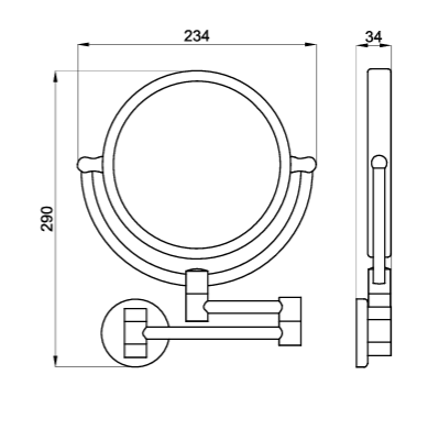 Увеличительное зеркало 3х, настенное на 2 шарнирах Noken Hotels 100124209