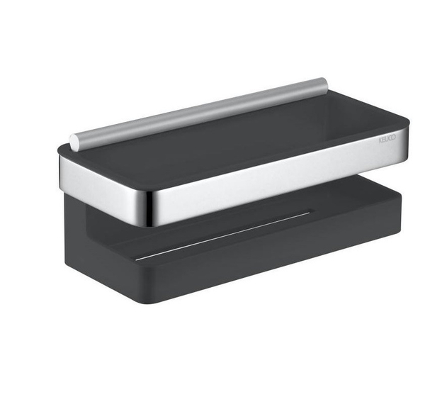 12759 010001 Keuco Collection Moll Корзинка с скребком для душа, хром/антрацит 240мм