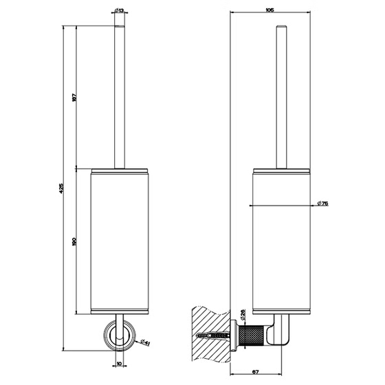 58519 Gessi Inciso  Ершик настенный белый, цвет Black XL 299