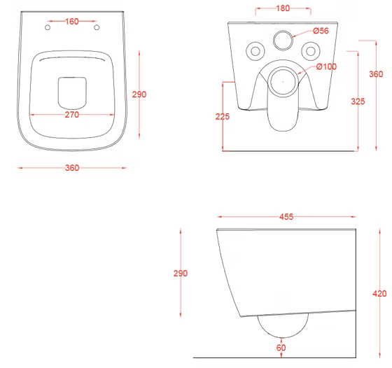 Чаша подвесного унитаза ARTCERAM, Mini Rimless 36x45.5 см, белый ASV005 01 00