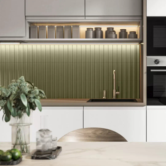 SOA005  Декор Аква Альта 1 зеленый матовый структура Kerama Marazzi 20x20