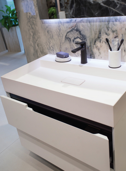 Тумба Oasis Profilo 856х660x515 мм, цвет Opaco Bianco, раковина Lightfeel