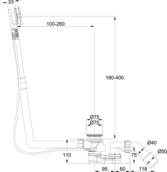Слив-перелив Viega B600-901, хром,п/автомат