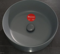 Раковина ARTCERAM, COGNAC настольная Ø 42 см, цвет grigio oliva, COL001 15 00 c донным клапаном ACA038 15 00