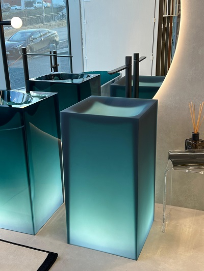 Раковина Antonio Lupi Aura, напольная (500x450x850 мм), Icemood, цвет Ceruleo, с LED (AURAW)