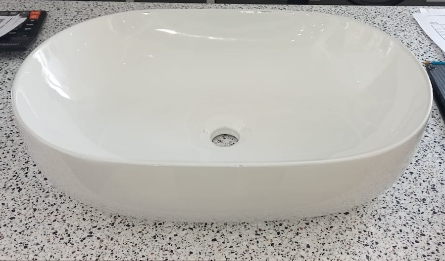 Раковина HA326W (600х415х135) на столешницу, белая глянцевая