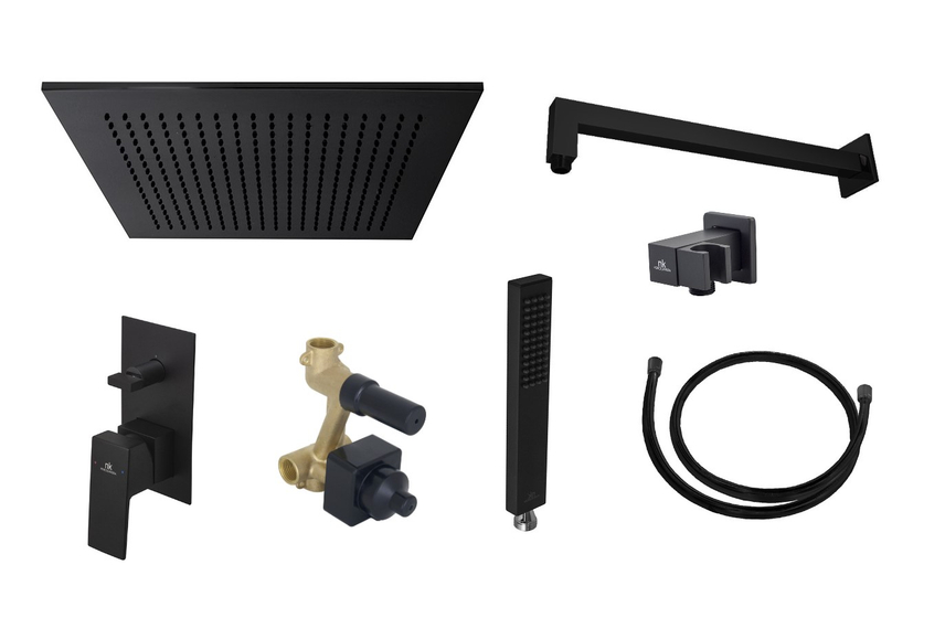 100337025 Noken Square Black Комплект для душа, черный
