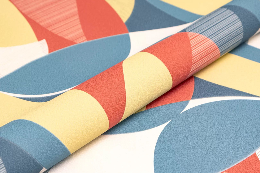 KM8507 Обои виниловые на флизелиновой основе Шафран мотив, разноцветный синий Kerama Marazzi