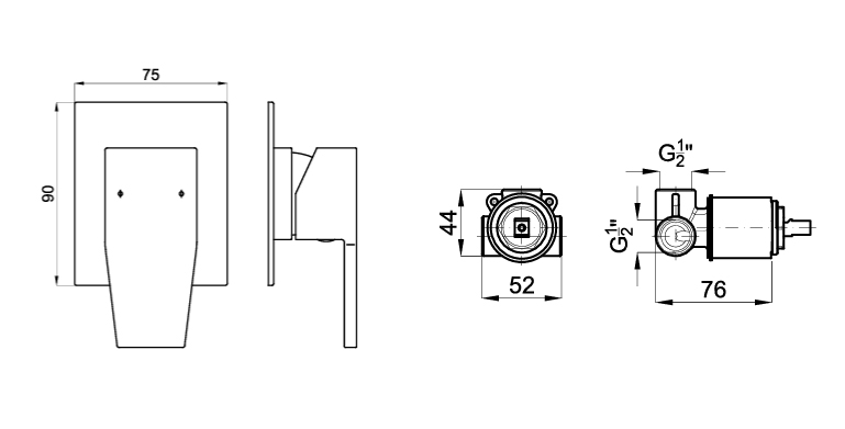 100123919 Noken Acro N Наружная часть встроенного смесителя для душа, хром + Project Line 100107937