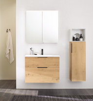 Тумба с керамической раковиной Burgbad Eqio, 93 см, Urban oak, (SEYQ093) Без ручек