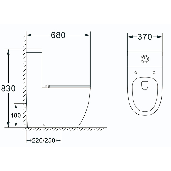 Унитаз-моноблок Azario Morano 680x370х830, безободковый,сиденье микролифт черный матовый (AZ-1001MB)