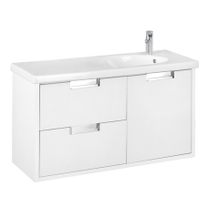 Тумба с раковиной Roca Etna 100 см, белый глянец, полка слева (7857302806 + 7327009000)