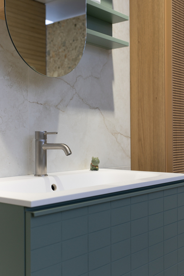 Комплект мебели Novello Bloom 80 см, тумба с раковиной, пенал, зеркало с боковой полкой, oliva opaco