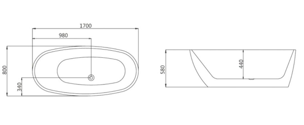 Ванна GK 1108-7 акриловая(1700х800х580) свободностоящая