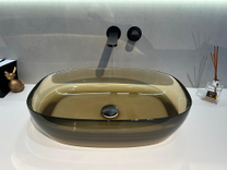 Раковина Antonio Lupi Sensoc (60x40x15), Cristalmood, цвет Nebbia (SENSOC), с донным клап. graphite