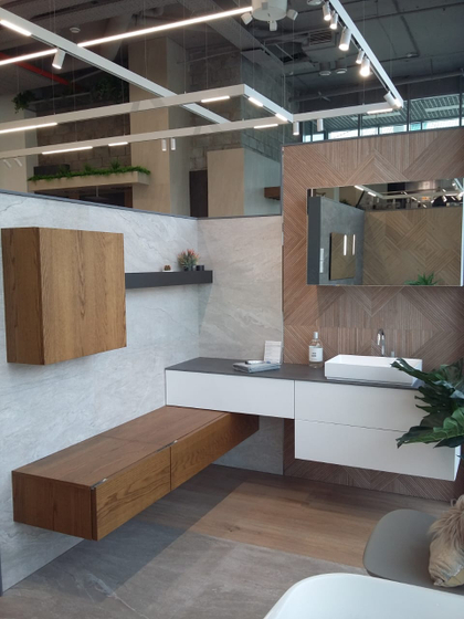 Комплект мебели GD Next 180 см в цвете: Blanco Emotion mate + Roble Sil