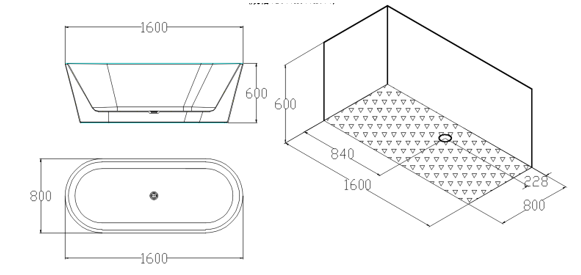 Ванна GK 1109-6 акриловая(1600х800х600) свободностоящая