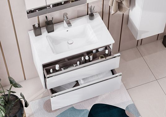 Тумба с раковиной Roca The Gap 80 см, белый глянец (7.8575.5.180.6+ 7.3279.9.C00.0)