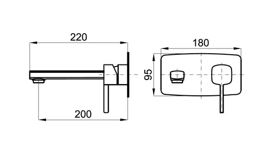 100144766 Noken Nk Concept Наружняя часть встроенного смесителя для раковины, хром
