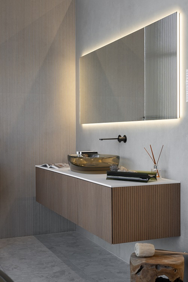 Тумба AL Binario 1890 мм, цвет Rovere evaporato, столешница Flumood, раковина Colormood