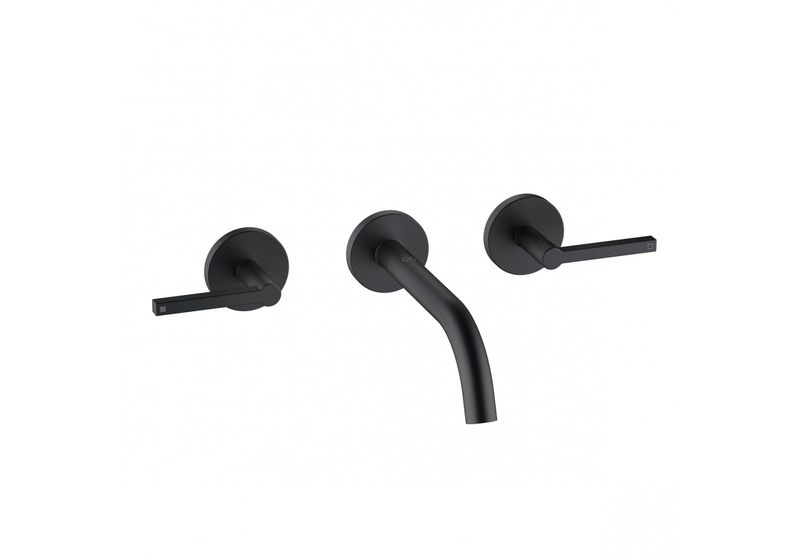 Смеситель для раковины Kludi Nova Fonte Puristic, на три отверстия из стены, 18 см, черный матовый, 201443915