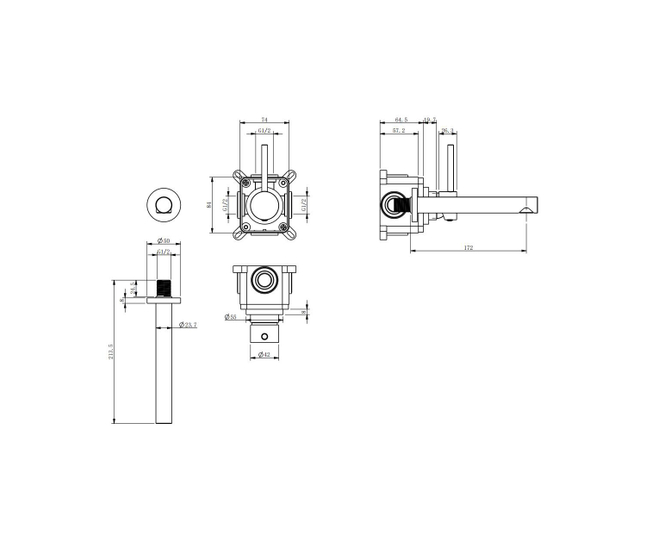 Смеситель EAGO для раковины, встраиваемый, черный, B1313
