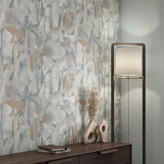 KM8319 Обои виниловые на флизел.  основе Фреш мотив, синий абстракция Kerama Marazzi