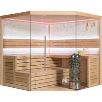Сауна 1601 Hemlock (200х200х210) каменная печь 9kW, дерево,LED подсветка,стекло 8мм