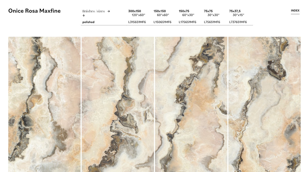 Onice Rosa Polished 6 mm керамогранит Maxfine 150х300