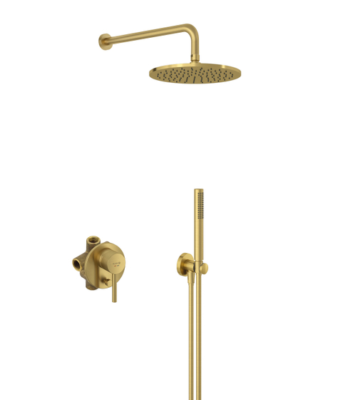 Душевой комплект Kludi Bozz, брашированное золото, 7 в 1, 38736N076