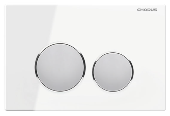 Смывная клавиша Charus Bagliore, двойной смыв, белый глянцевый, стекло FP.330.WHITE.10