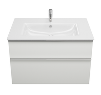 Тумба с керамической раковиной Burgbad Eqio Slim, 92 см, Белый глянец F2009, (SHBT092), Ручки черные