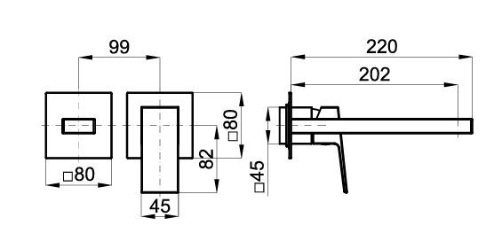 100318259 Noken Square Наружная часть встроенного смесителя для раковины, черный