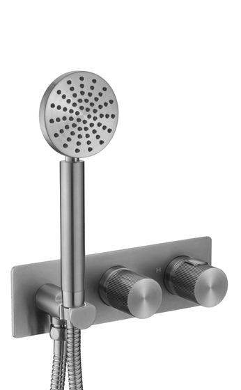 Термостатический смеситель встраиваемый JTP Neo Brushed Black, с гарнитуром, 2 выхода, WJ 6185203H BBL