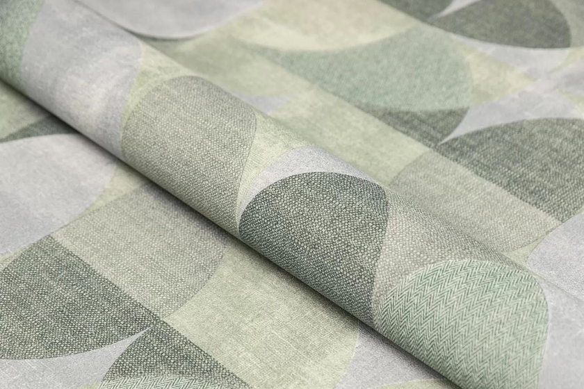 KM8513 Обои виниловые на флизелиновой основе Шафран мотив, зеленый круги Kerama Marazzi