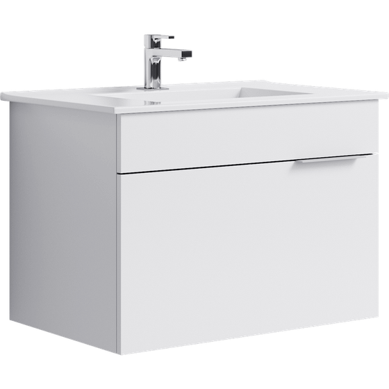 Тумба Бриг подвесная, 75 см, белая, с раковиной Оскар, Br.01.07/1/W