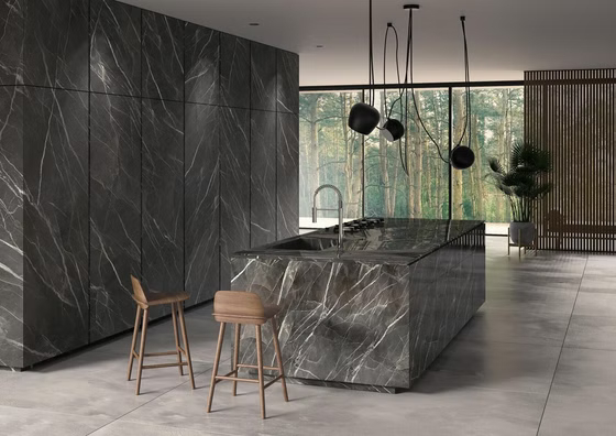 Calacatta Black Bocciardato керамогранит 5.6 мм Laminam 120х300