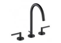 Смеситель для раковины Kludi Nova Fonte Puristic, на три отверстия, с донным клапаном, черный матовый, 201433915