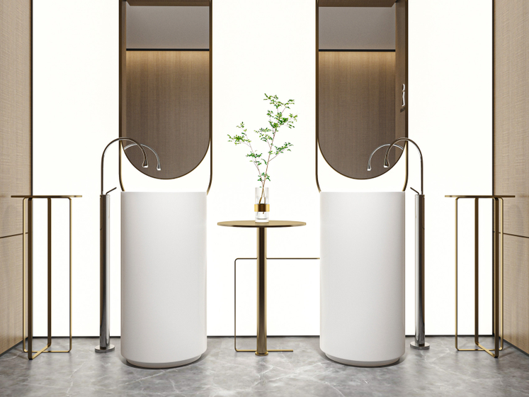 Раковина DA-1598 напольная (850х450х450) Solid Surface, белая