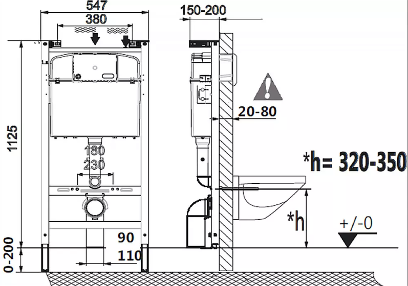Комплект унитаза с инсталляцией Laufen Pro, клавиша хром глянец, 53 см, Rimless, Z.RU93.0.761.5