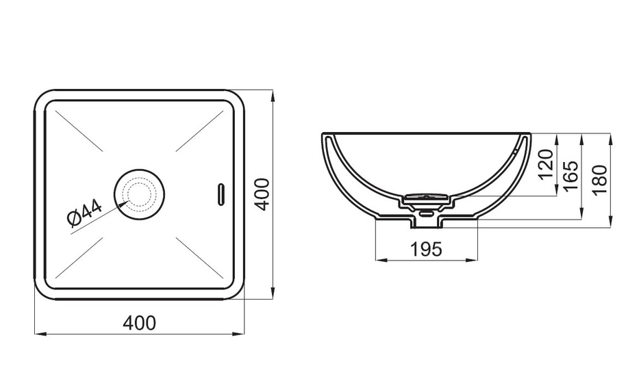 Раковина Noken Forma Square 40х40 на столешницу 100123293