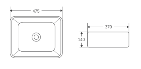 Раковина на столешницу Aquore Quatro 48 (475х370х140) белая, LT-2074