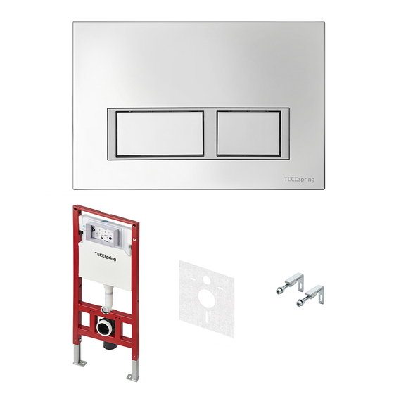 S401201 TECEspring Base, Комплект с панелью смыва с прямоугольными кнопками, хром глянцевый