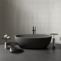 Столик AntonioLupi Bivio h=450 мм, d=400 мм, Bianco stone/Bianco carrara