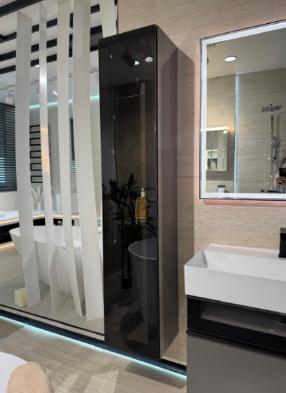 Пенал Burgbad Yumo 1760*350*320 левый HSKC 035 L, антрацит